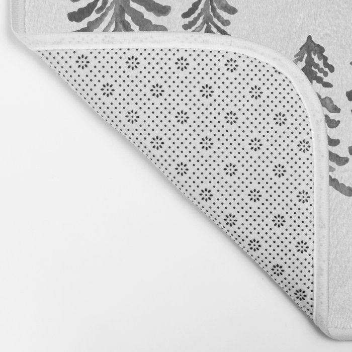 Pine Trees - Black Ink Bath Mat Gallery Image 2