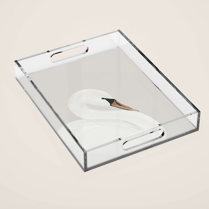 White Swan Acrylic Tray Gallery Image 1