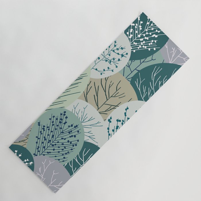Forest Woodland Trees, Green, Floral Prints Yoga Mat Gallery Image 1