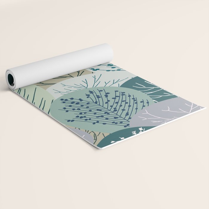 Forest Woodland Trees, Green, Floral Prints Yoga Mat Gallery Image 2