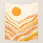 Golden Mountain Sunset / Abstract Landscape Wall Tapestry Gallery Image 4