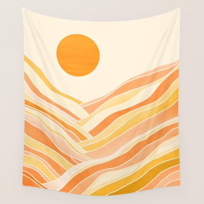Golden Mountain Sunset / Abstract Landscape Wall Tapestry Gallery Image 4