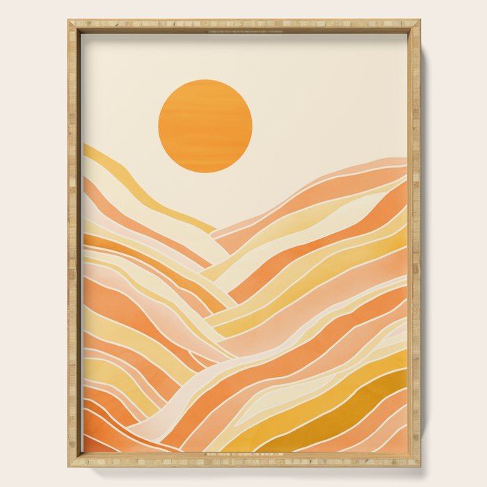 Golden Mountain Sunset / Abstract Landscape Serving Tray Gallery Image 1