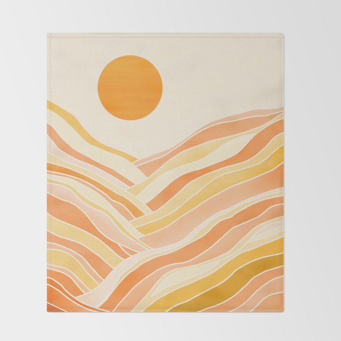 Golden Mountain Sunset / Abstract Landscape Throw Blanket Gallery Image 2
