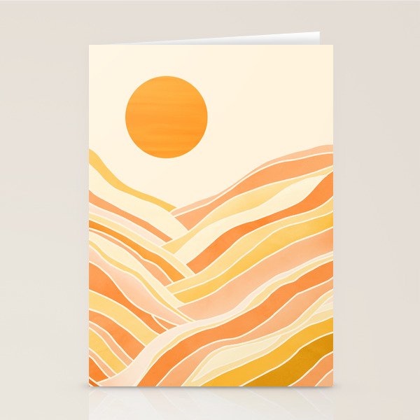 Golden Mountain Sunset / Abstract Landscape Stationery Card Gallery Image 2