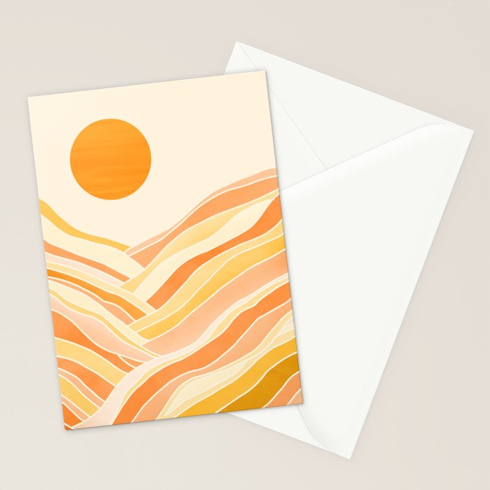 Golden Mountain Sunset / Abstract Landscape Stationery Card Gallery Image 2
