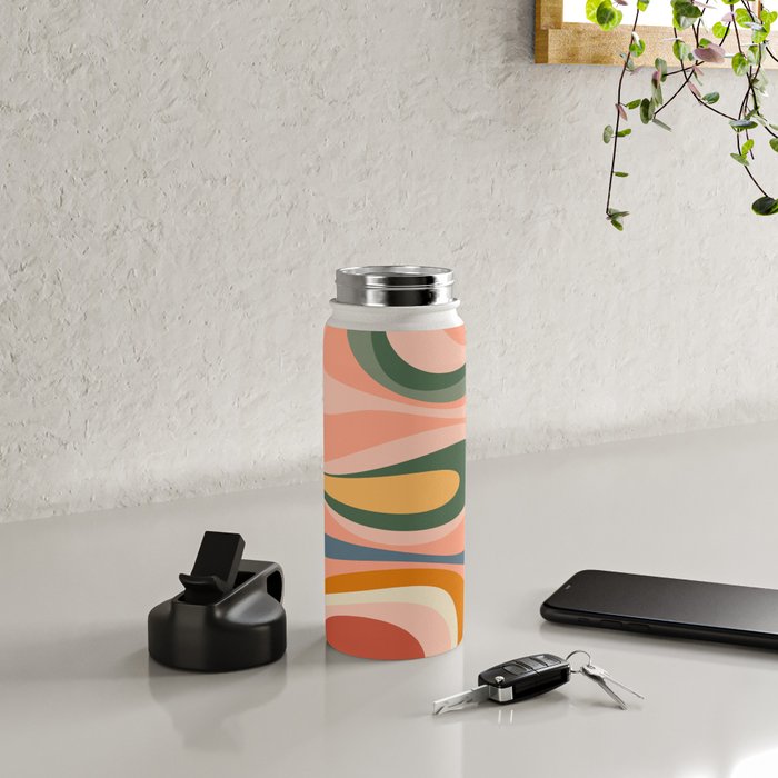 Abstract Mod Thang Multicolor Retro Modern Abstract Pattern Water Bottle Gallery Image 4