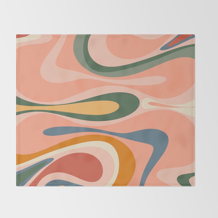 Abstract Mod Thang Multicolor Retro Modern Abstract Pattern Throw Blanket Gallery Image 2