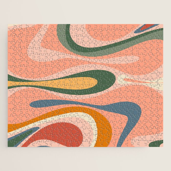 Abstract Mod Thang Multicolor Retro Modern Abstract Pattern Jigsaw Puzzle Gallery Image 1