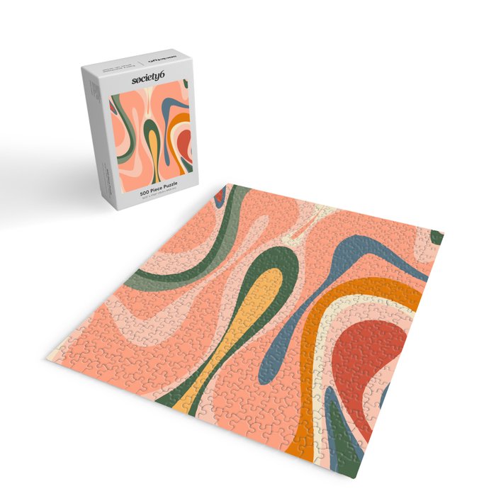 Abstract Mod Thang Multicolor Retro Modern Abstract Pattern Jigsaw Puzzle Gallery Image 2