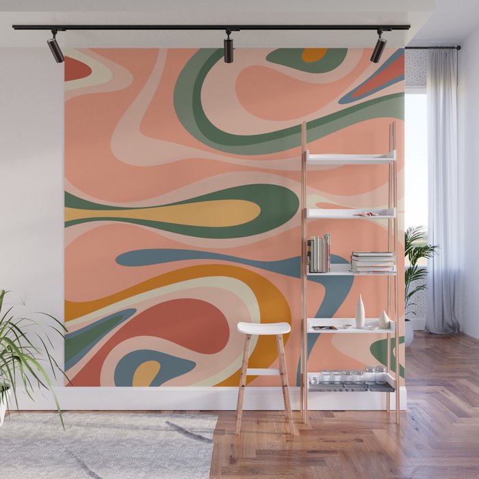 Abstract Mod Thang Multicolor Retro Modern Abstract Pattern Wall Mural Gallery Image 1