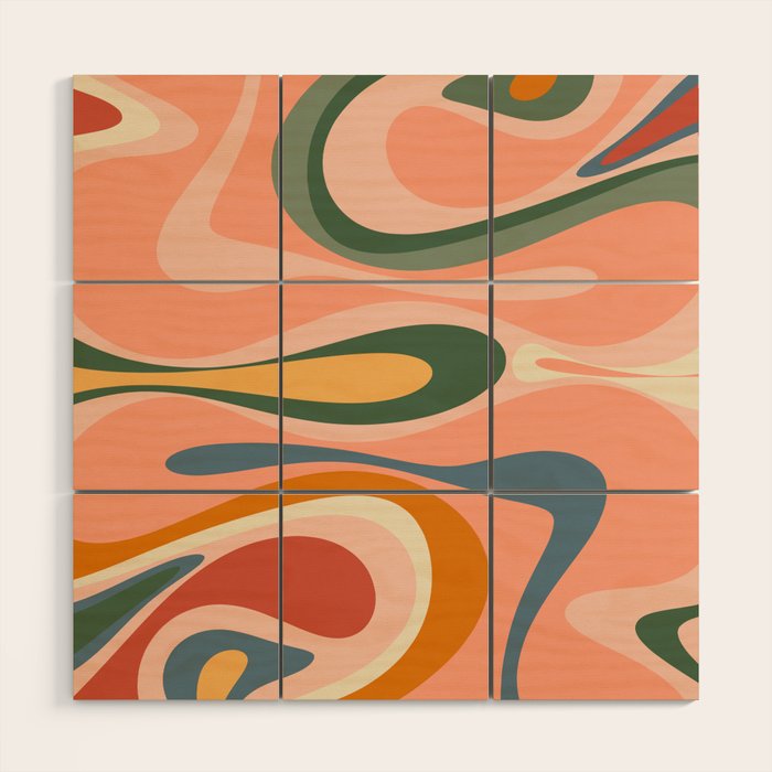 Abstract Mod Thang Multicolor Retro Modern Abstract Pattern Wood Wall Art Gallery Image 1