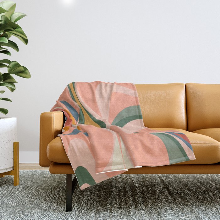 Abstract Mod Thang Multicolor Retro Modern Abstract Pattern Throw Blanket Gallery Image 1