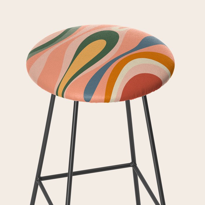 Abstract Mod Thang Multicolor Retro Modern Abstract Pattern Stool Gallery Image 2