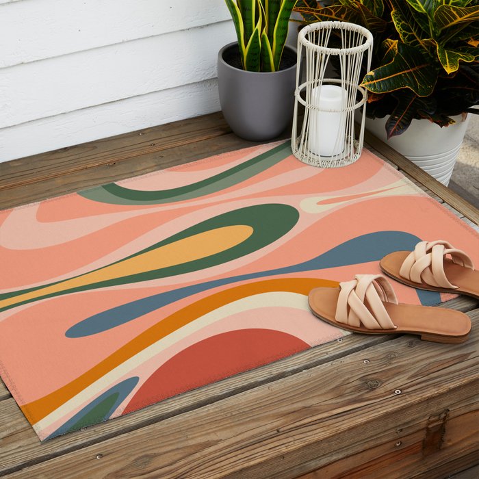 Abstract Mod Thang Multicolor Retro Modern Abstract Pattern Outdoor Rug Gallery Image 2