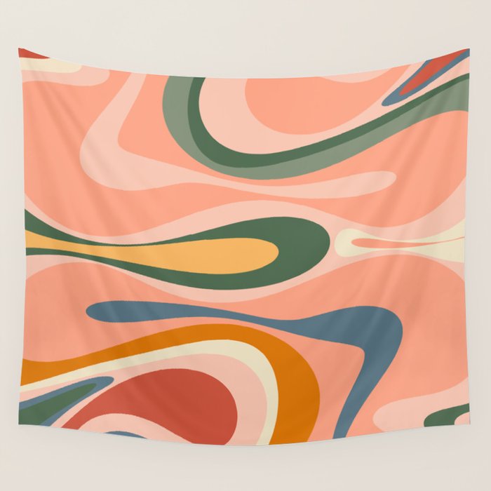 Abstract Mod Thang Multicolor Retro Modern Abstract Pattern Wall Tapestry Gallery Image 1