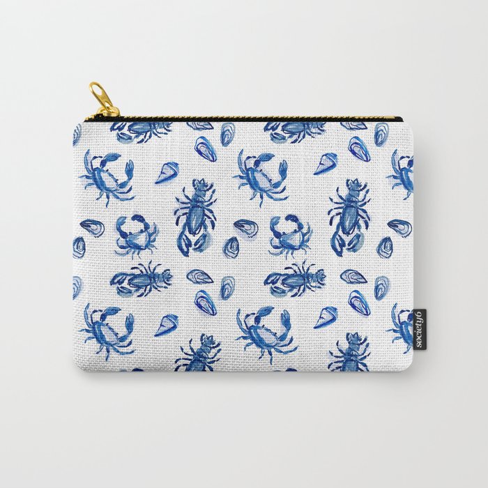 Blue and White Sea Life II Carry All Pouch Gallery Image 1