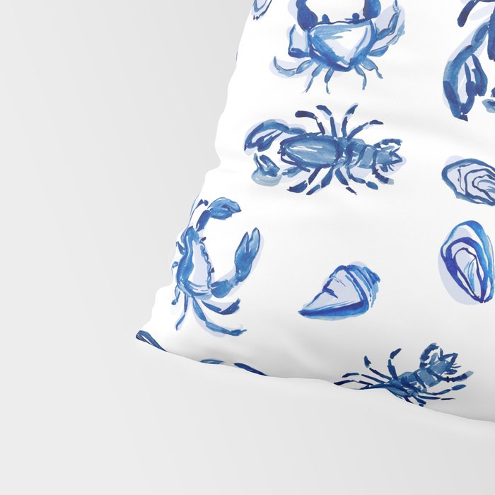 Blue and White Sea Life II Pillow Sham Gallery Image 4