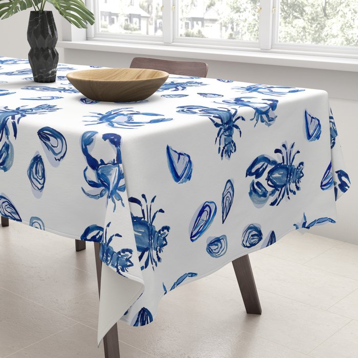 Blue and White Sea Life II Tablecloth Gallery Image 3