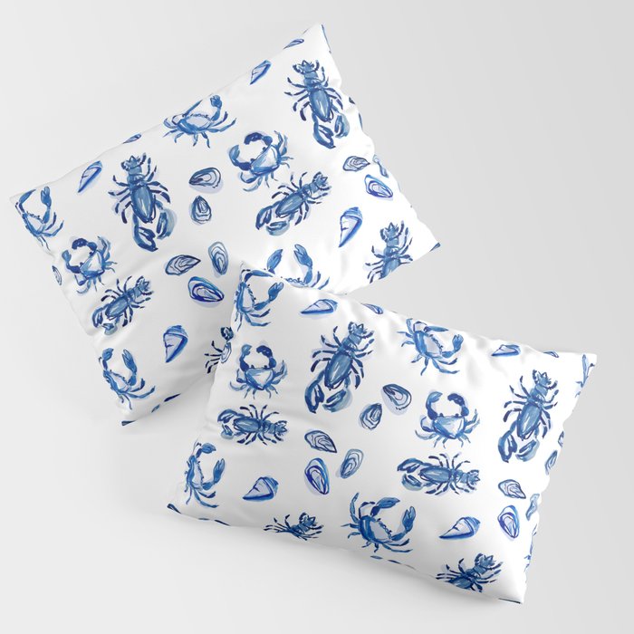 Blue and White Sea Life II Pillow Sham Gallery Image 3