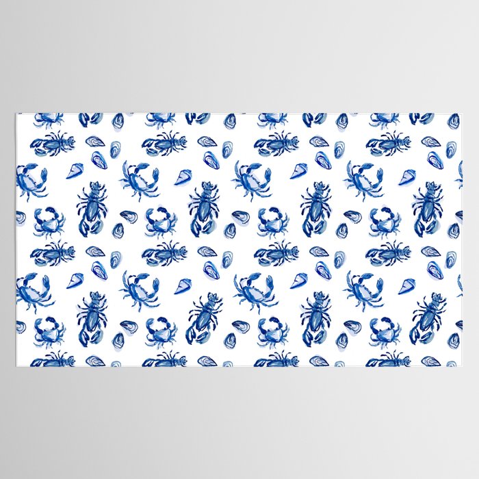 Blue and White Sea Life II Tablecloth Gallery Image 2