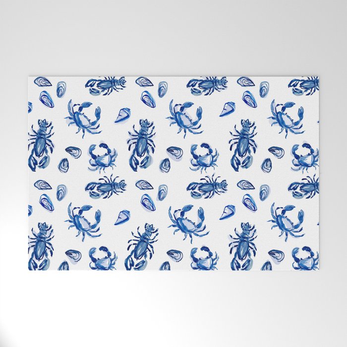 Blue and White Sea Life II Welcome Mat Gallery Image 1