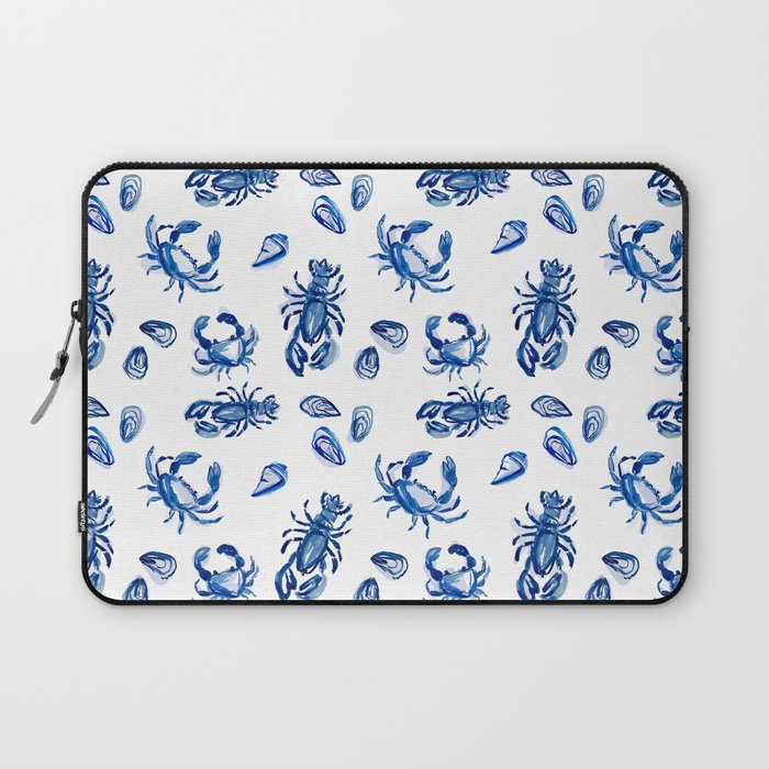 Blue and White Sea Life II Laptop Sleeve Gallery Image 1