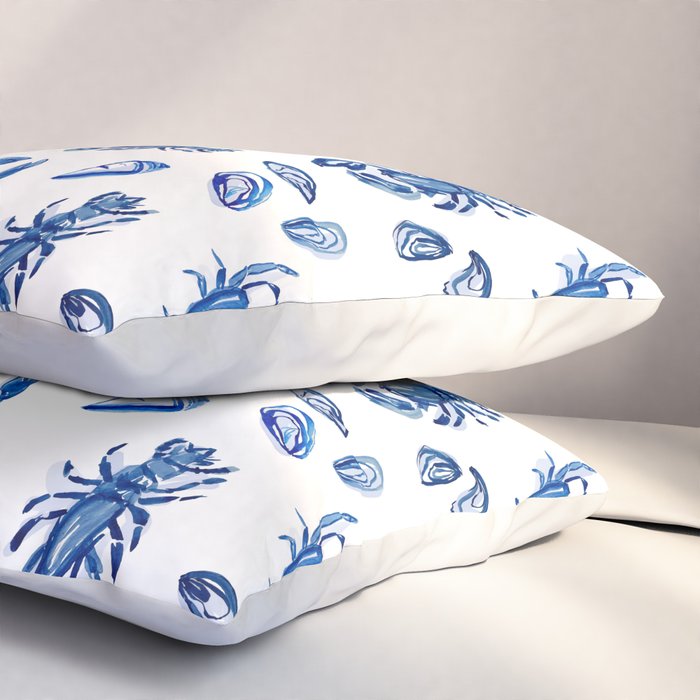 Blue and White Sea Life II Pillow Sham Gallery Image 3