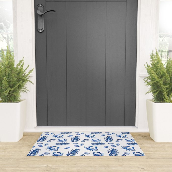 Blue and White Sea Life II Welcome Mat Gallery Image 3