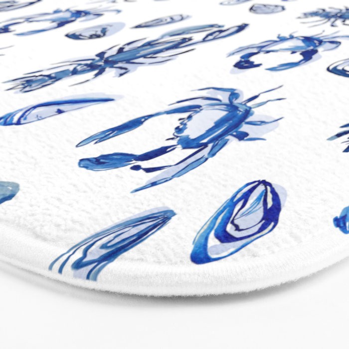 Blue and White Sea Life II Bath Mat Gallery Image 3