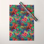 Vintage Floral Neon Wrapping Paper Gallery Image 1