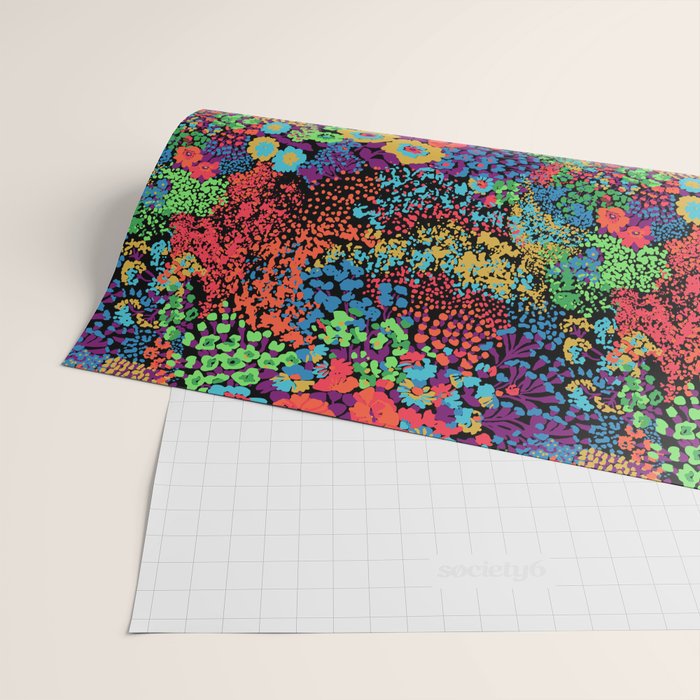 Vintage Floral Neon Wrapping Paper Gallery Image 2