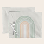Minimal Abstract Retro Spring Rainbow - Pastel sage green and Peach fuzz Placemat Gallery Image 1