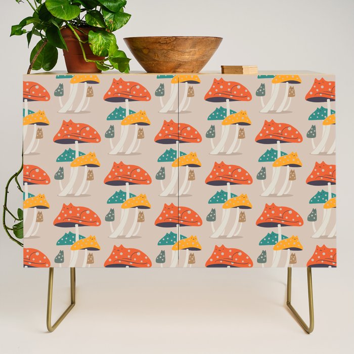 Cat and Plant 47: Mushroom Cats Credenza Gallery Image 1