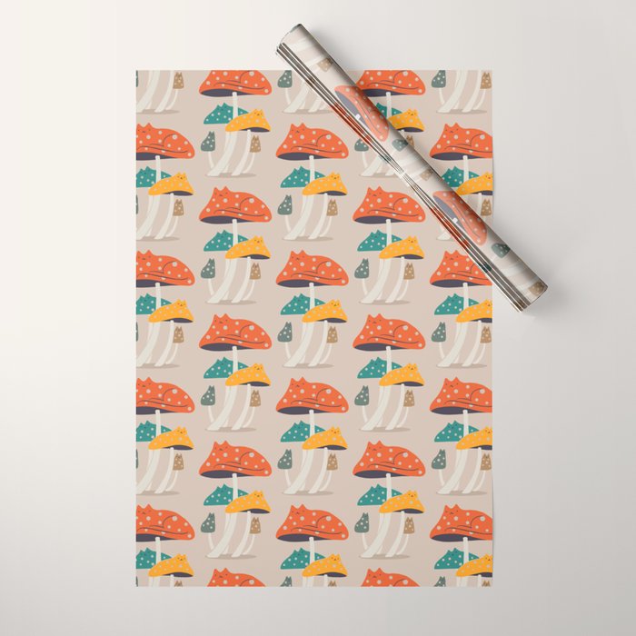 Cat and Plant 47: Mushroom Cats Wrapping Paper Gallery Image 1