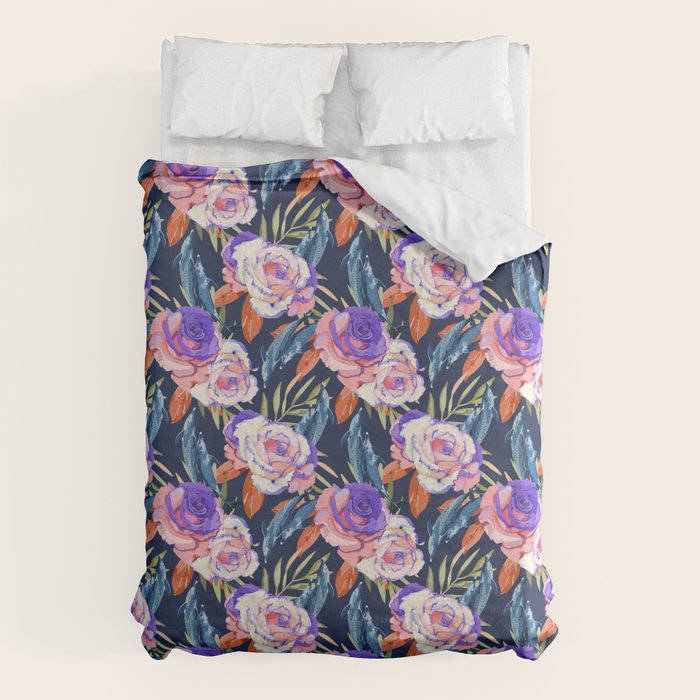 Dark landscape dolphins in the roses Duvet Cover Gallery Image 6