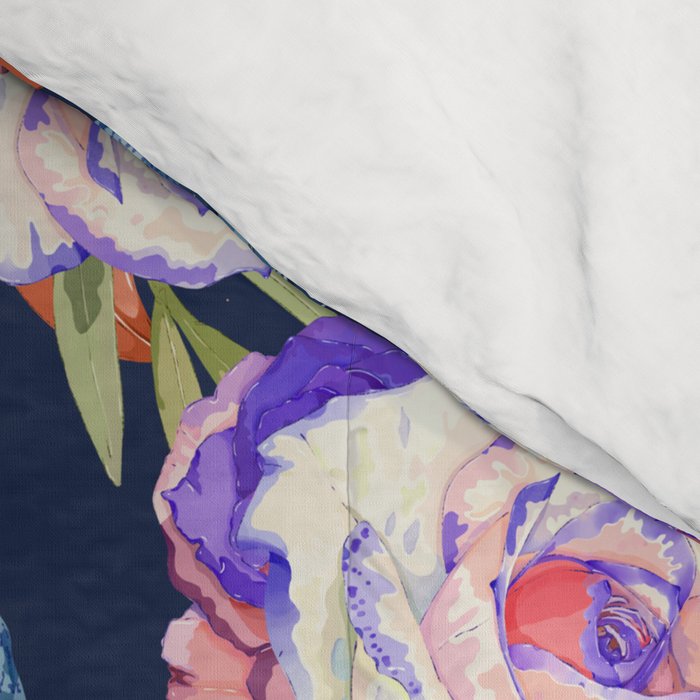 Dark landscape dolphins in the roses Comforter Gallery Image 4