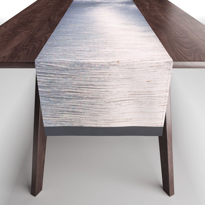 Silver Metallic Stainless Steel Pattern Table Runner Gallery Image 1