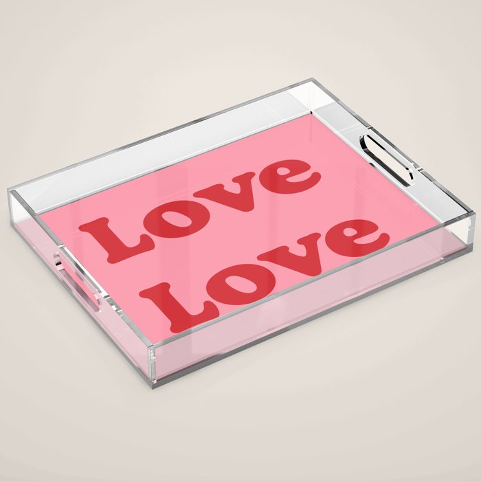 Love - pink and red Acrylic Tray Gallery Image 1