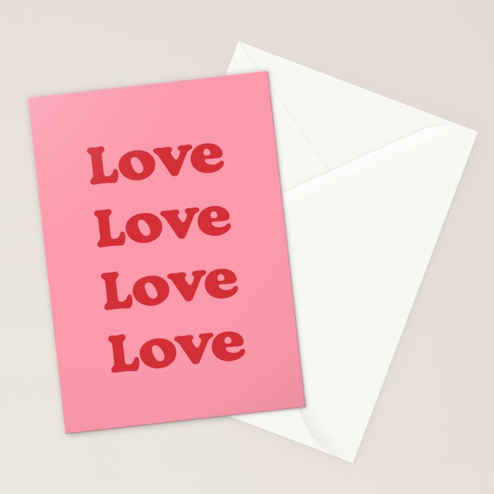 Love - pink and red Stationery Card Gallery Image 2