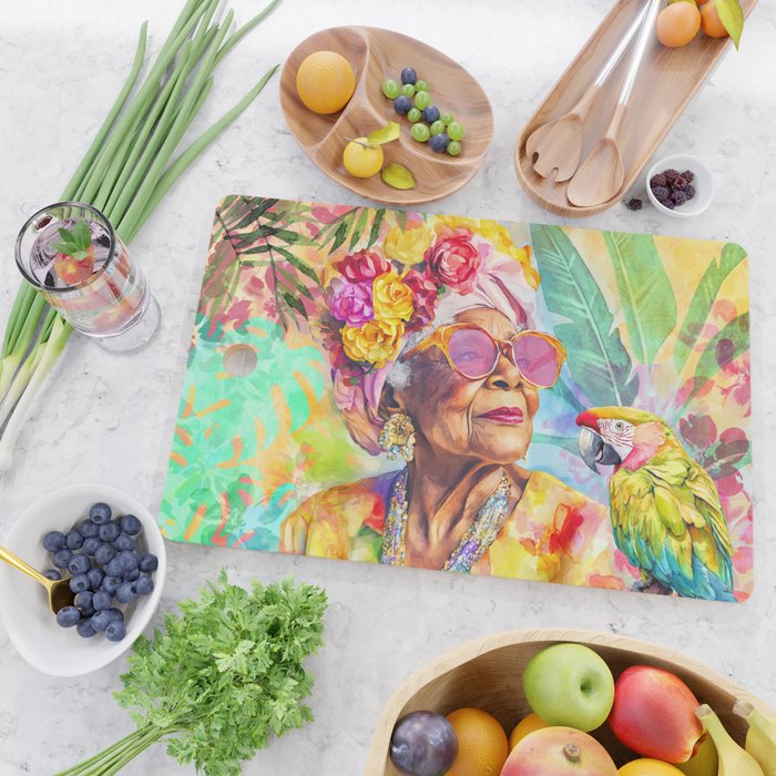 Tropical Grace And Ageless Elegance Without Limits Female Portrait Cutting Board Gallery Image 2