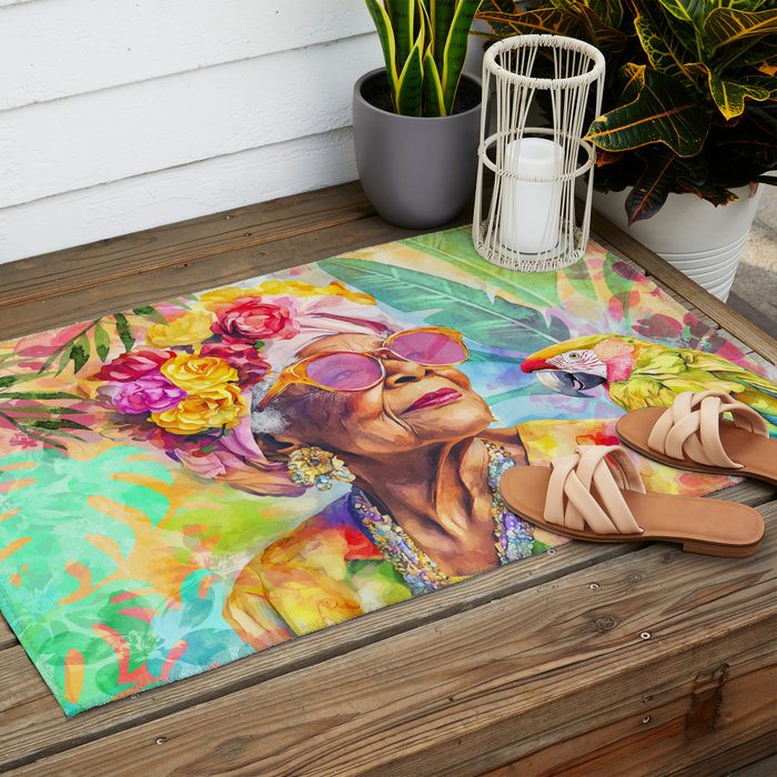 Tropical Grace And Ageless Elegance Without Limits Female Portrait Outdoor Rug Gallery Image 2