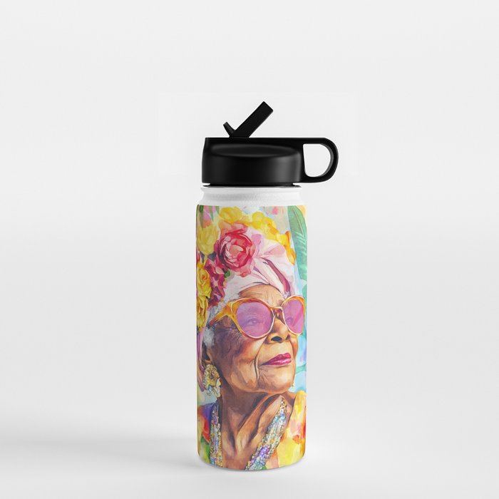 Tropical Grace And Ageless Elegance Without Limits Female Portrait Water Bottle Gallery Image 1