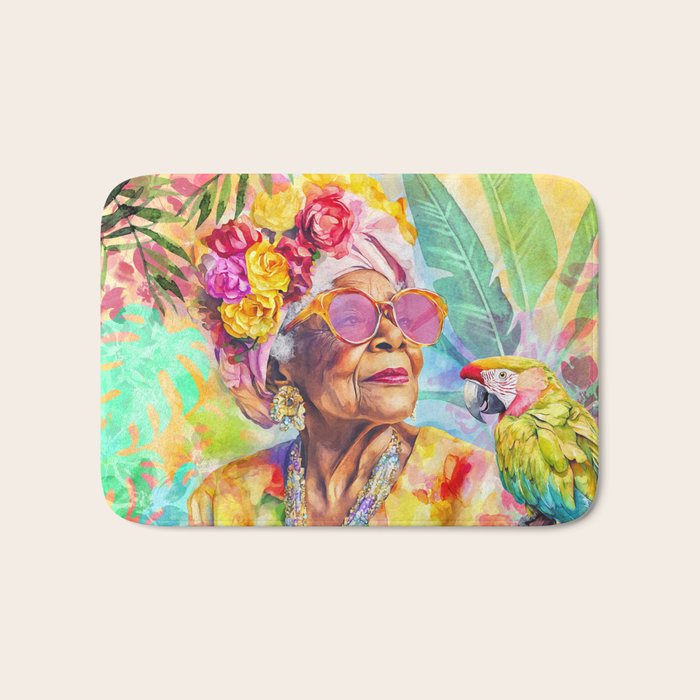 Tropical Grace And Ageless Elegance Without Limits Female Portrait Bath Mat Gallery Image 1
