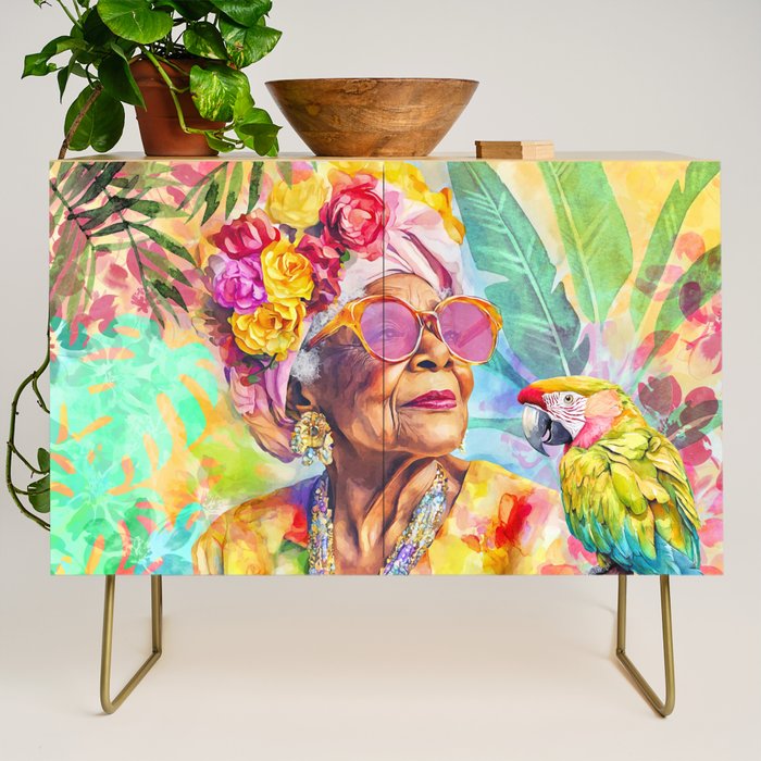 Tropical Grace And Ageless Elegance Without Limits Female Portrait Credenza Gallery Image 1