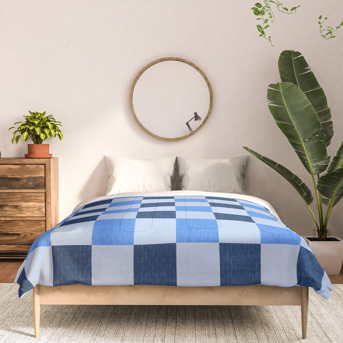 French Ocean Blue Checks Pattern Comforter Gallery Image 3