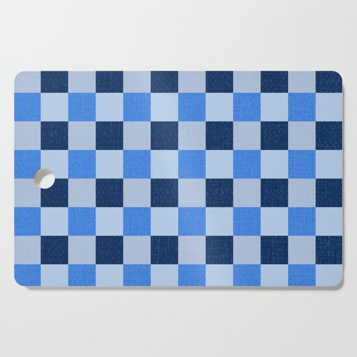 French Ocean Blue Checks Pattern Cutting Board Gallery Image 1
