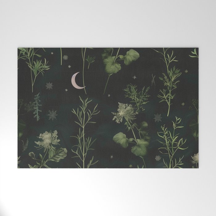 Full Moon Forest - Dreaming Crescent Moon Botanical  Welcome Mat Gallery Image 1