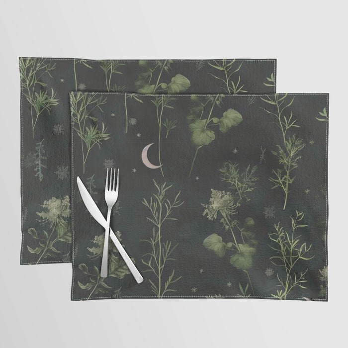 Full Moon Forest - Dreaming Crescent Moon Botanical  Placemat Gallery Image 1