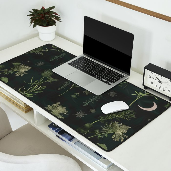 Full Moon Forest - Dreaming Crescent Moon Botanical  Desk Mat Gallery Image 2